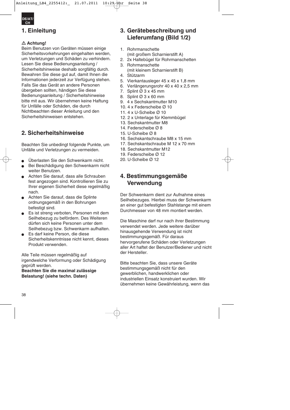 Einleitung, Sicherheitshinweise, Gerätebeschreibung und lieferumfang (bild 1/2) | Bestimmungsgemäße verwendung | Parkside PSZ 250 A2 User Manual | Page 38 / 44