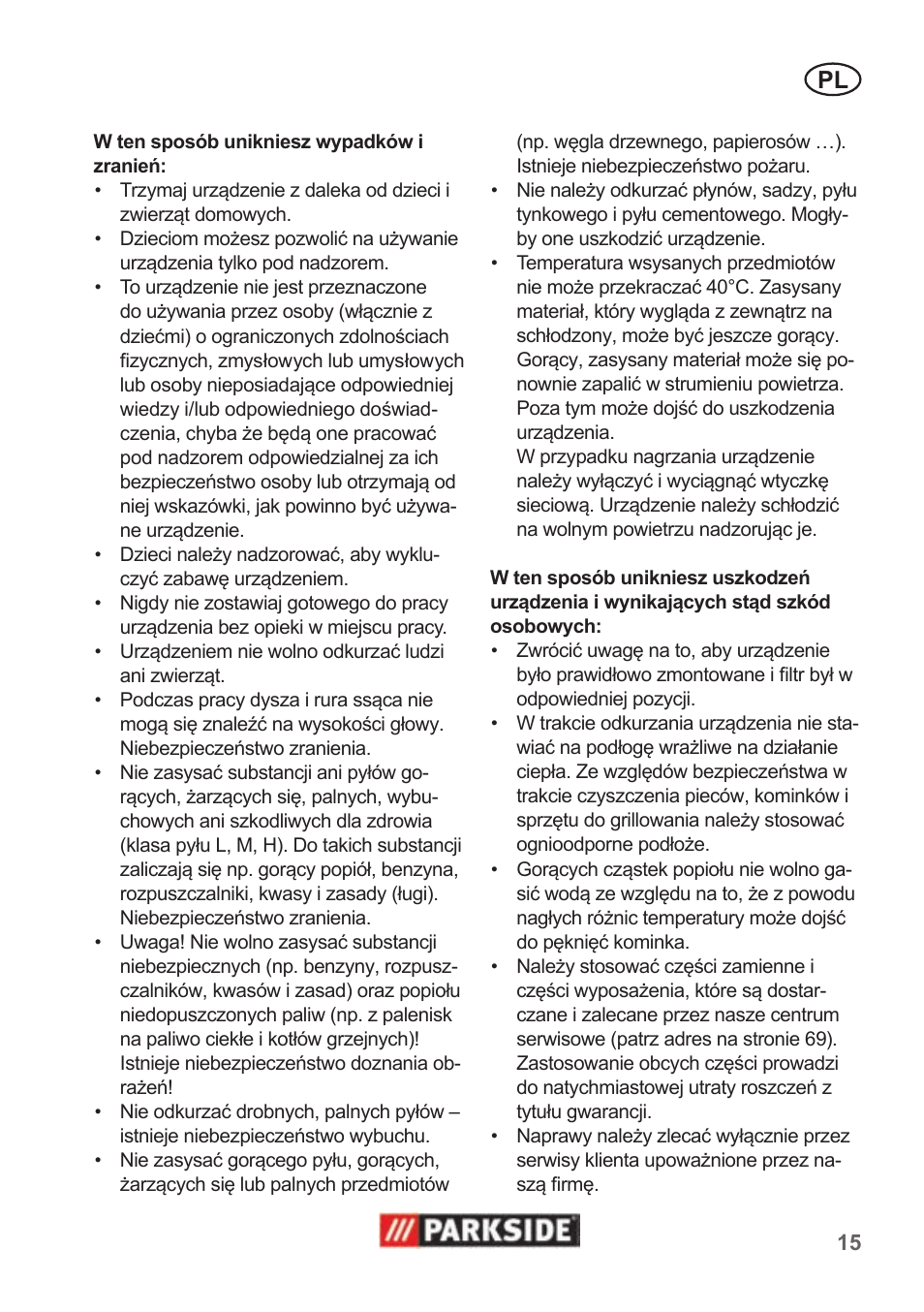 Parkside PAS 500 B1 User Manual | Page 15 / 70