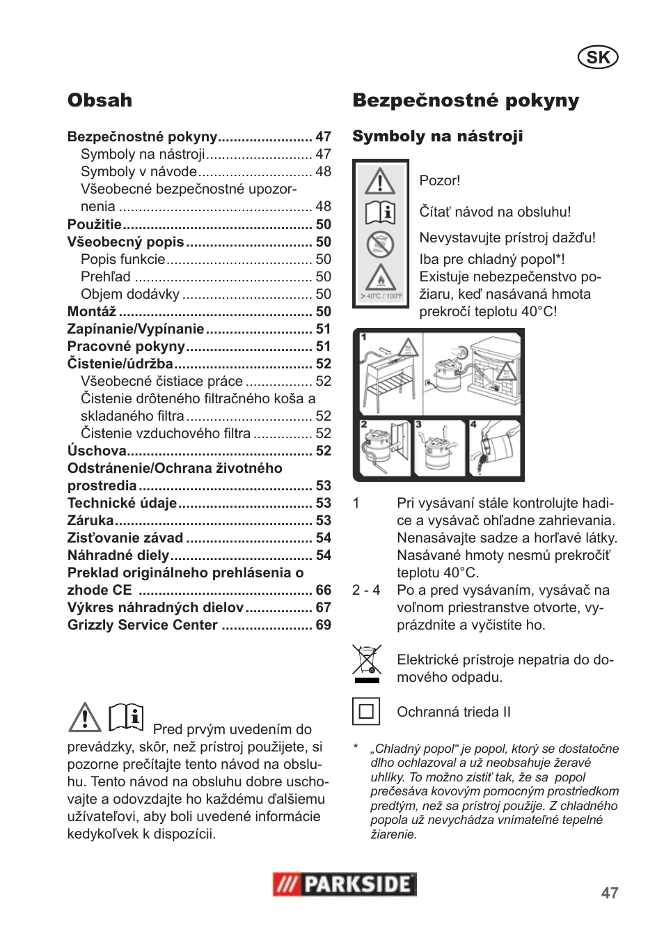 Parkside PAS 500 B1 User Manual | Page 47 / 70