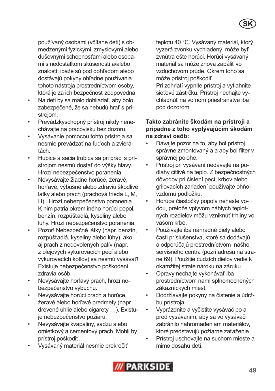 Parkside PAS 500 B1 User Manual | Page 49 / 70