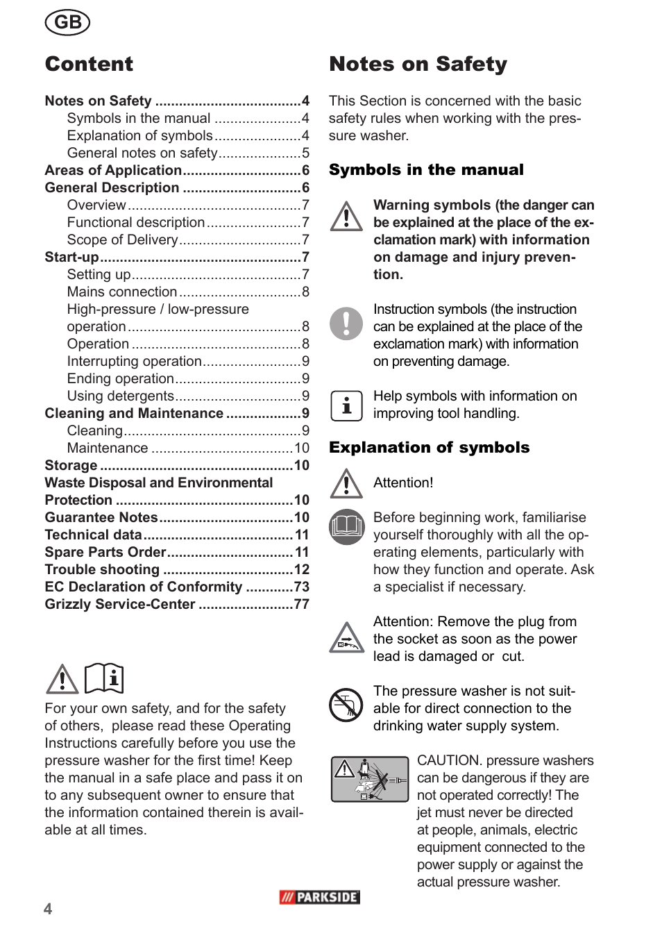 Content | Parkside PHD 150 A1 User Manual | Page 4 / 78