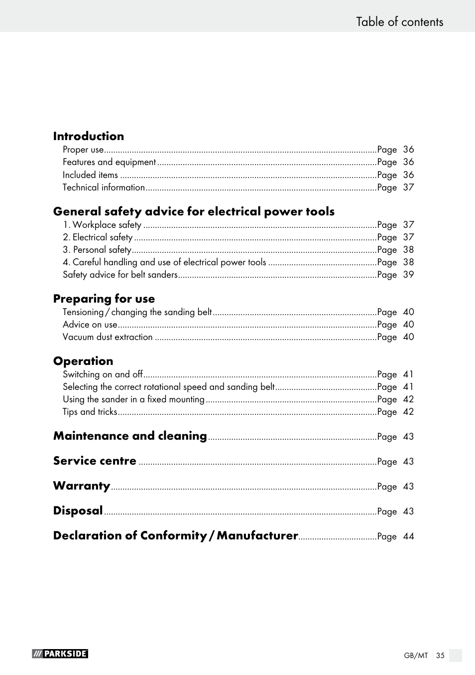 Parkside PBS 900 A1 User Manual | Page 35 / 55