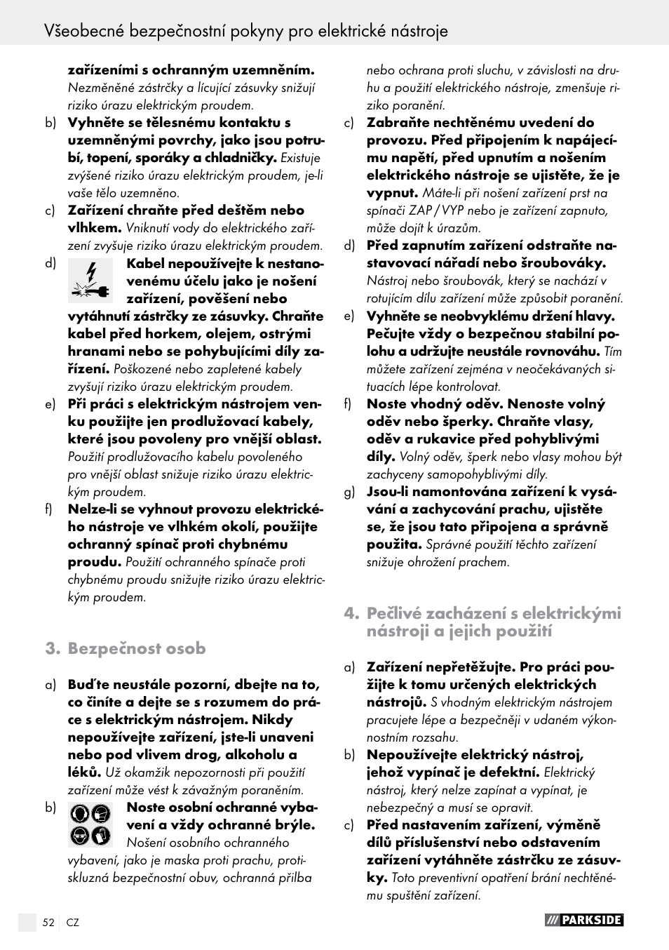 Bezpečnost osob | Parkside PBS 900 A1 User Manual | Page 52 / 79