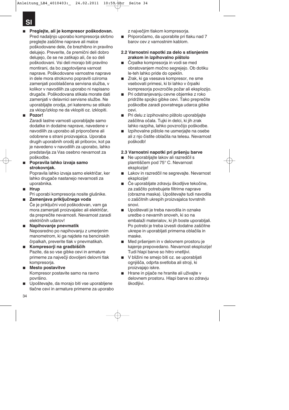 Parkside PKO 270 B2 User Manual | Page 34 / 96
