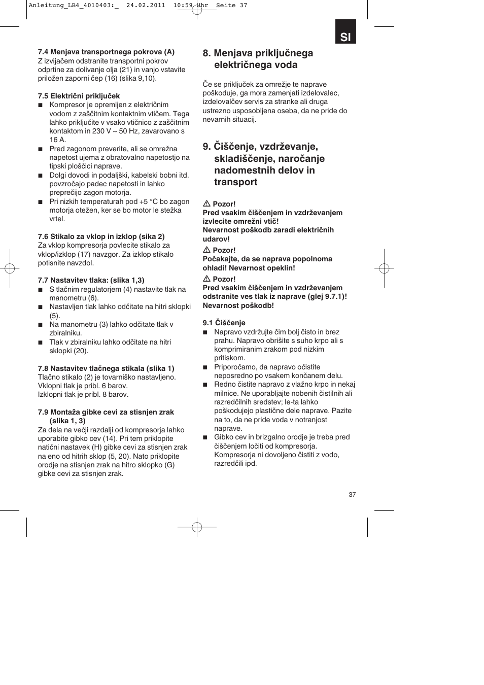 Menjava priključnega električnega voda | Parkside PKO 270 B2 User Manual | Page 37 / 96