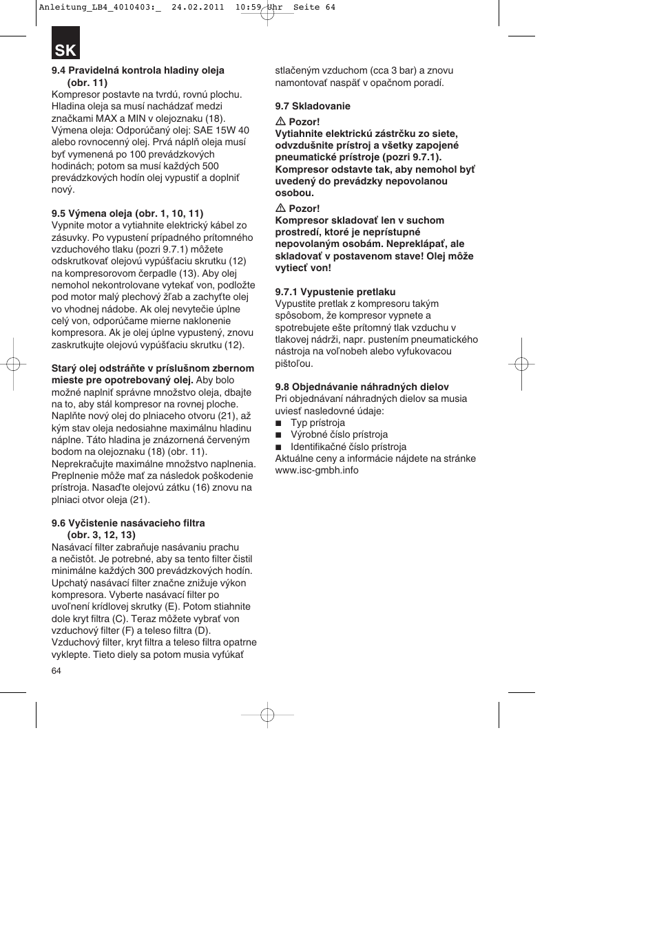 Parkside PKO 270 B2 User Manual | Page 64 / 96