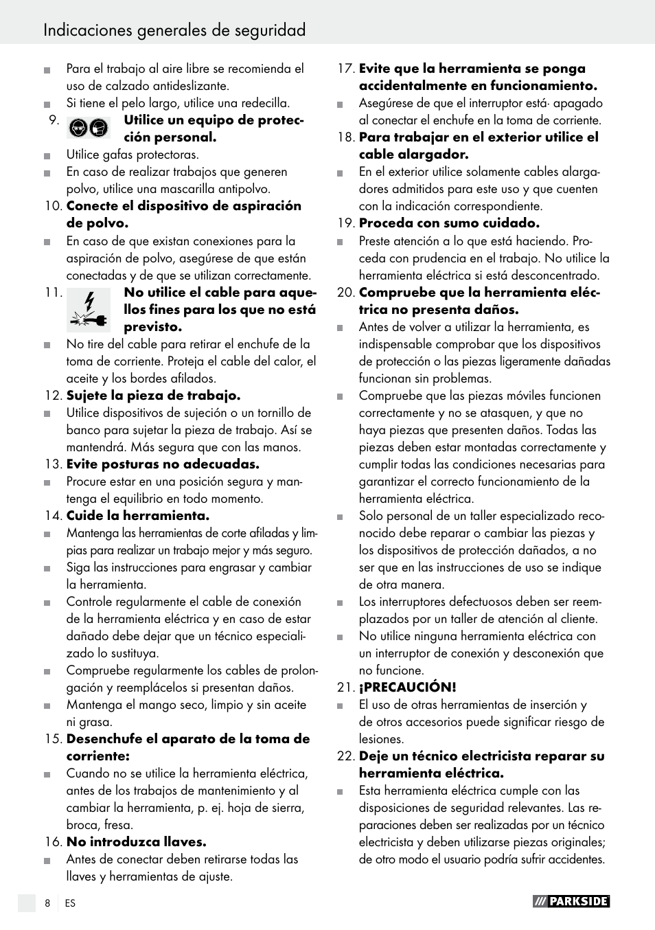 Parkside PDKS 120 B3 User Manual | Page 8 / 48