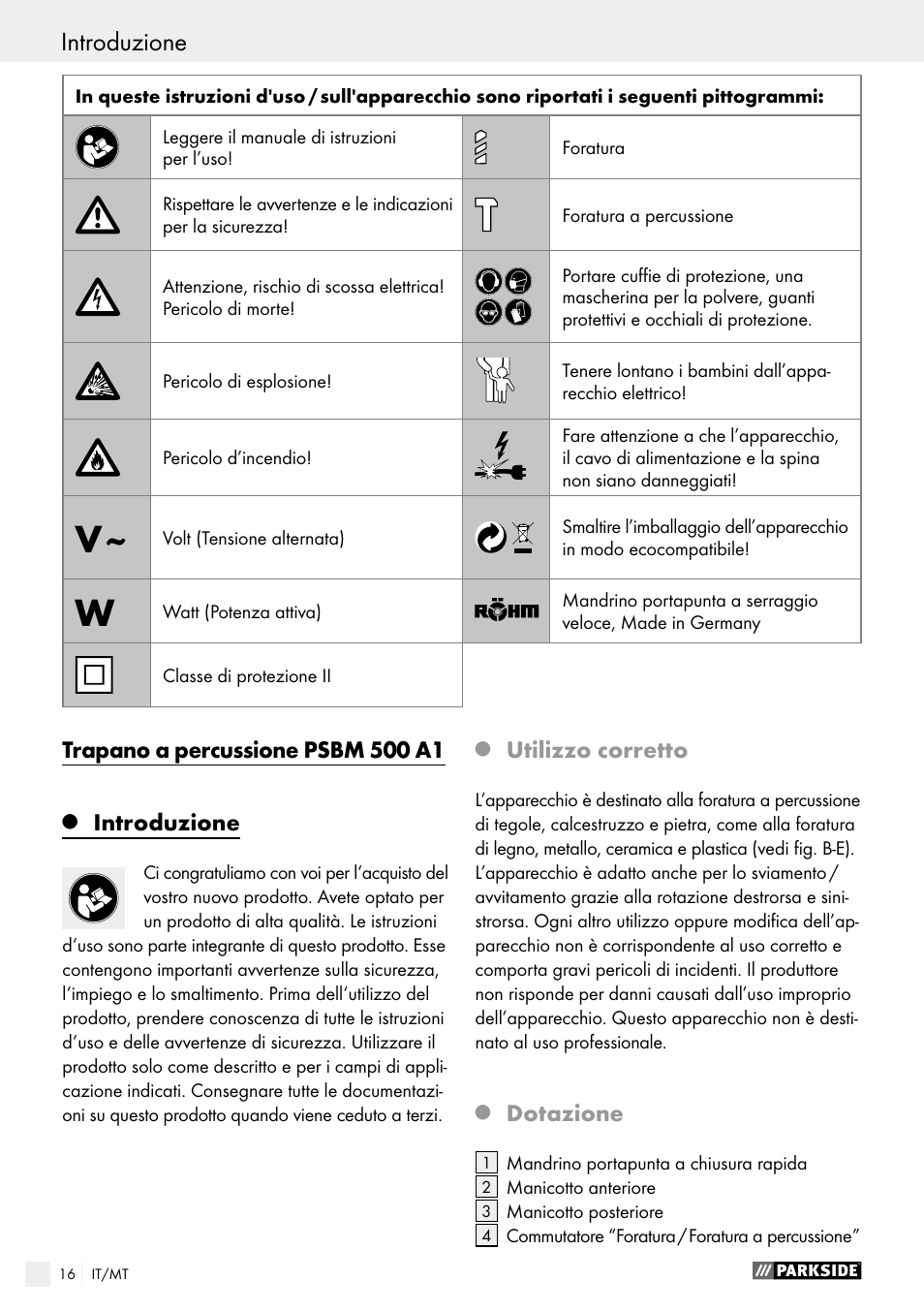Parkside PSBM 500 A1 User Manual | Page 16 / 54