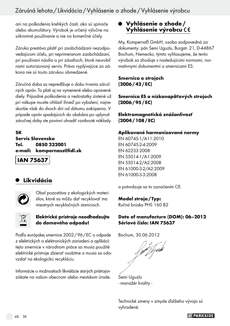 Parkside PHS 160 B2 User Manual | Page 48 / 58