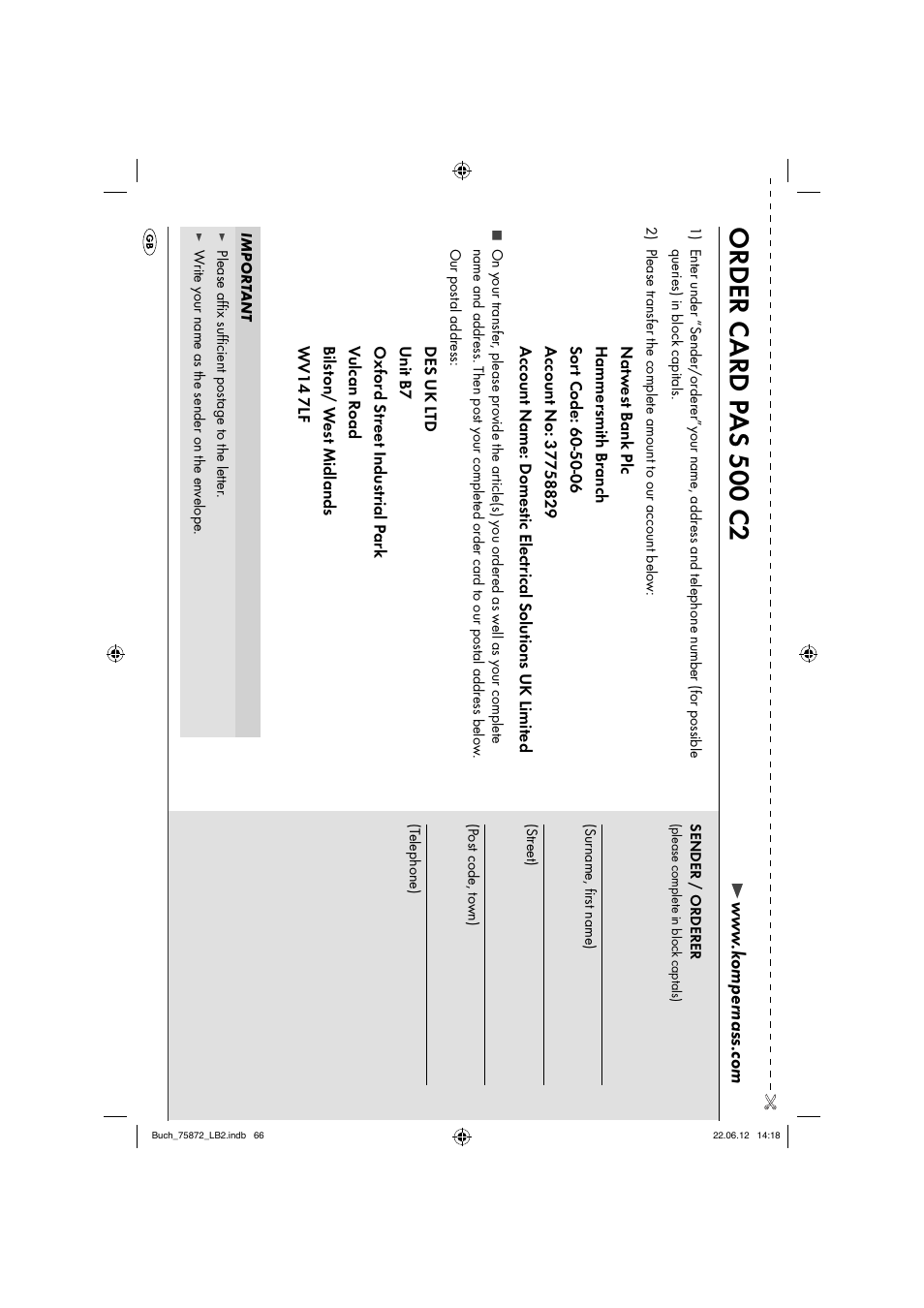 Order c ard p as 500 c2 | Parkside PAS 500 C2 User Manual | Page 69 / 70