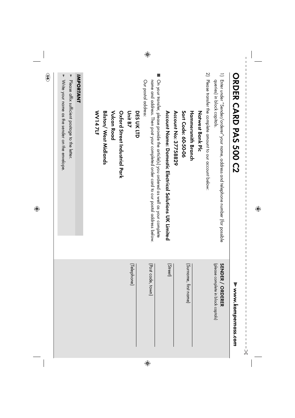 Order c ard p as 500 c2 | Parkside PAS 500 C2 User Manual | Page 67 / 84