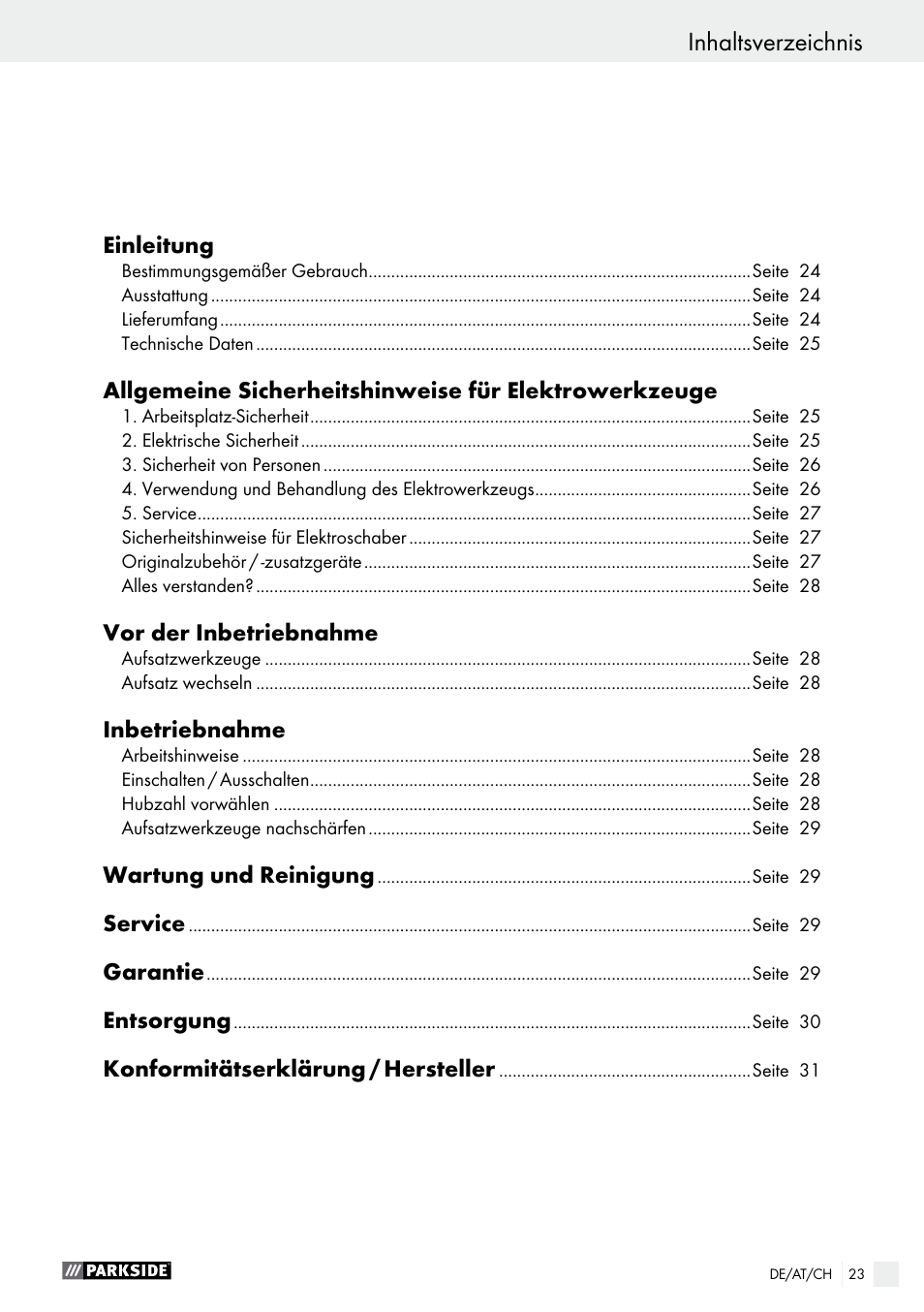 Parkside PES 200 B1 User Manual | Page 23 / 41