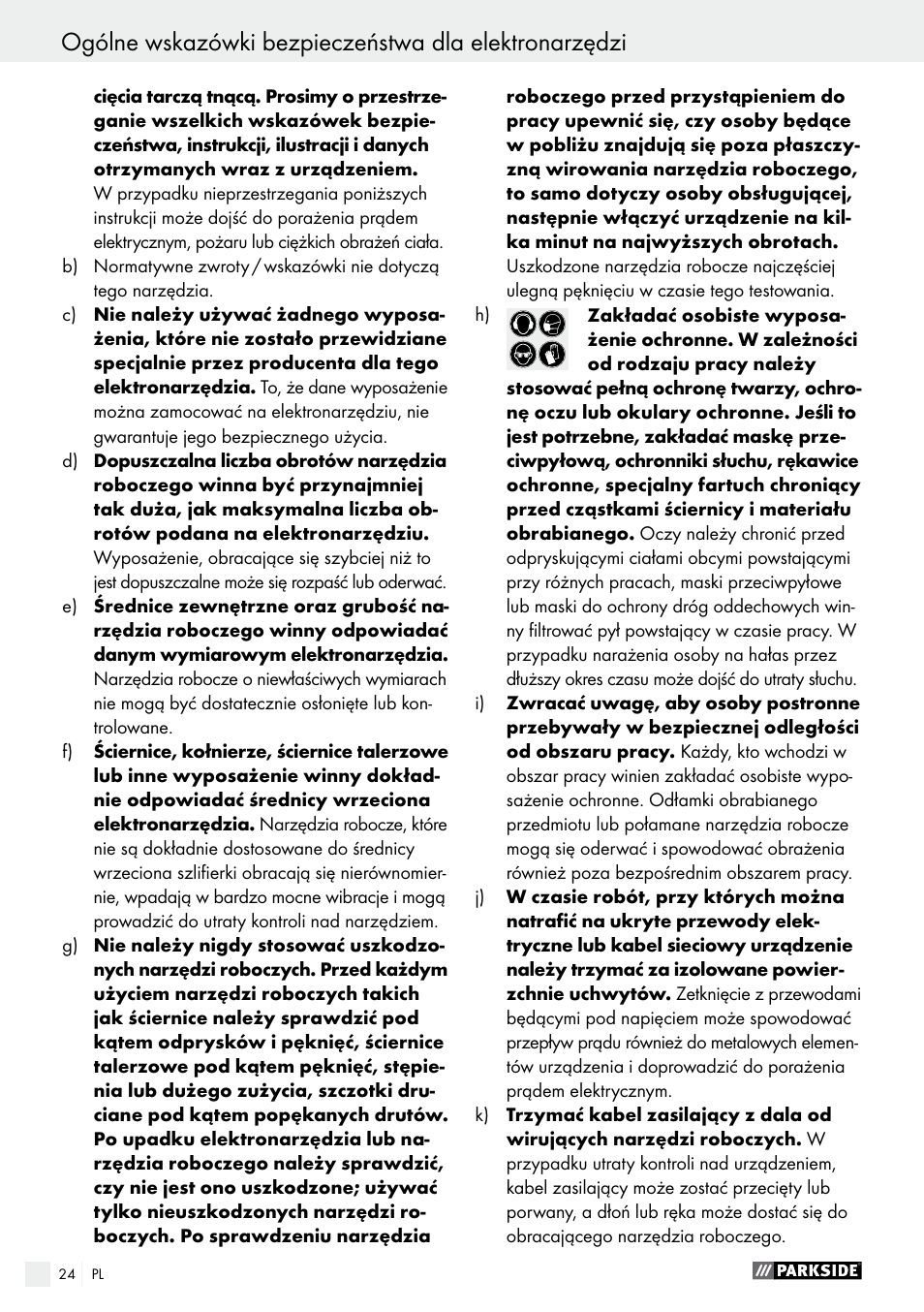 Parkside PWS 230 A1 User Manual | Page 24 / 77