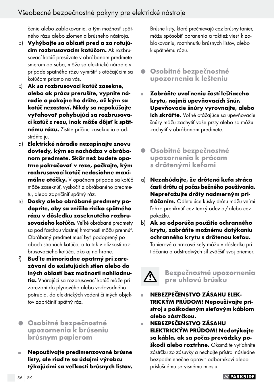 Parkside PWS 230 A1 User Manual | Page 56 / 77