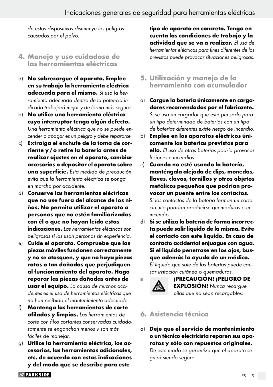 Asistencia técnica | Parkside PABS 10.8 B2 User Manual | Page 9 / 55