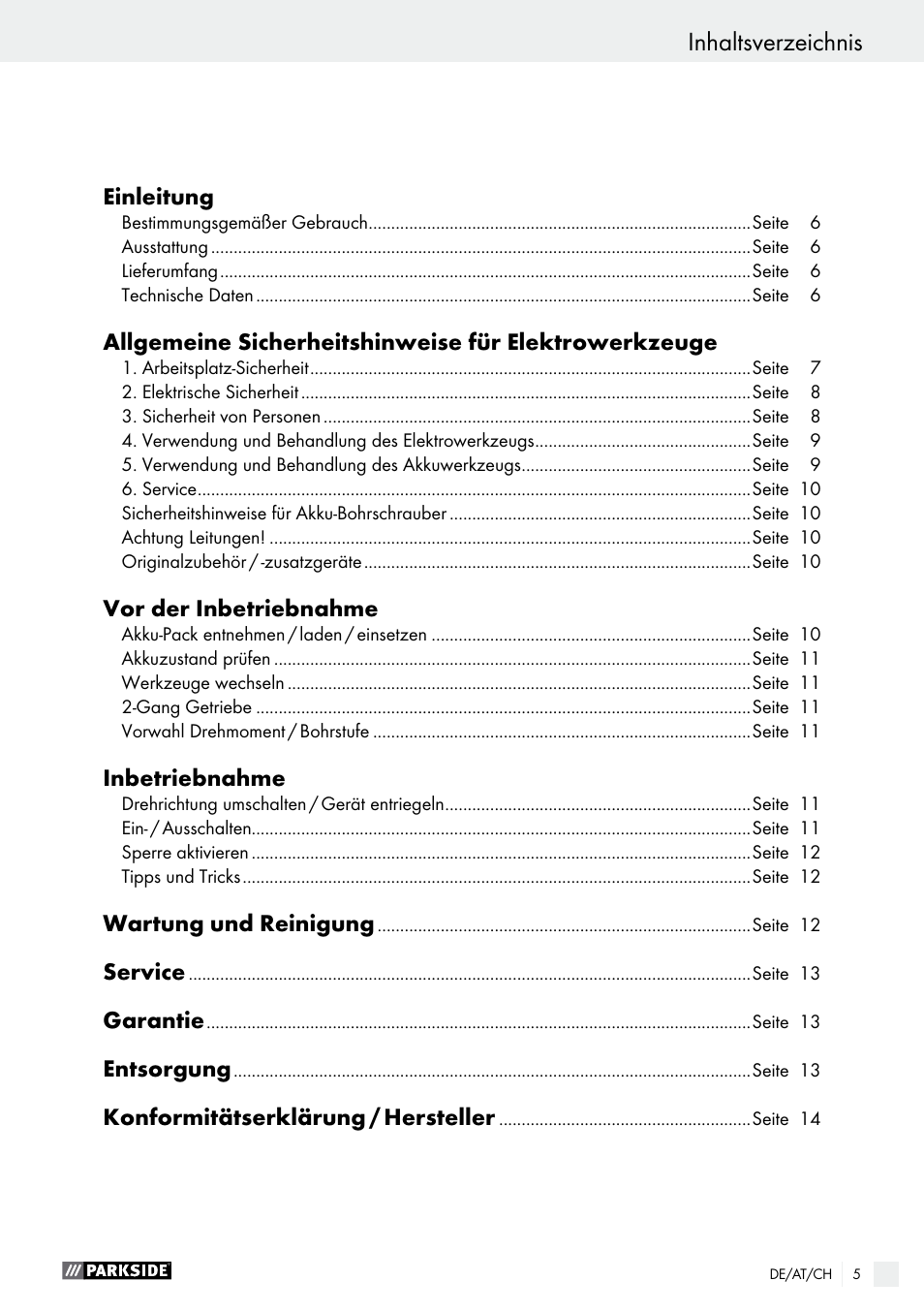 Parkside PABS 10.8 B2 User Manual | Page 5 / 44