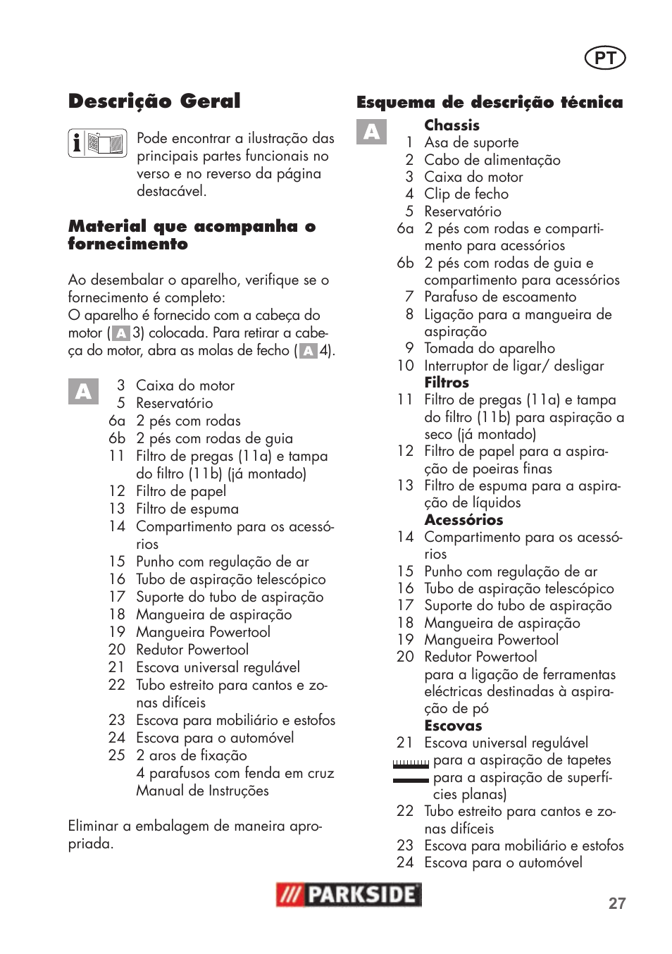 Descrição geral | Parkside PNTS 1500 B2 User Manual | Page 27 / 52