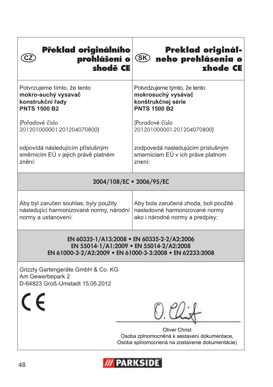 Parkside PNTS 1500 B2 User Manual | Page 48 / 52