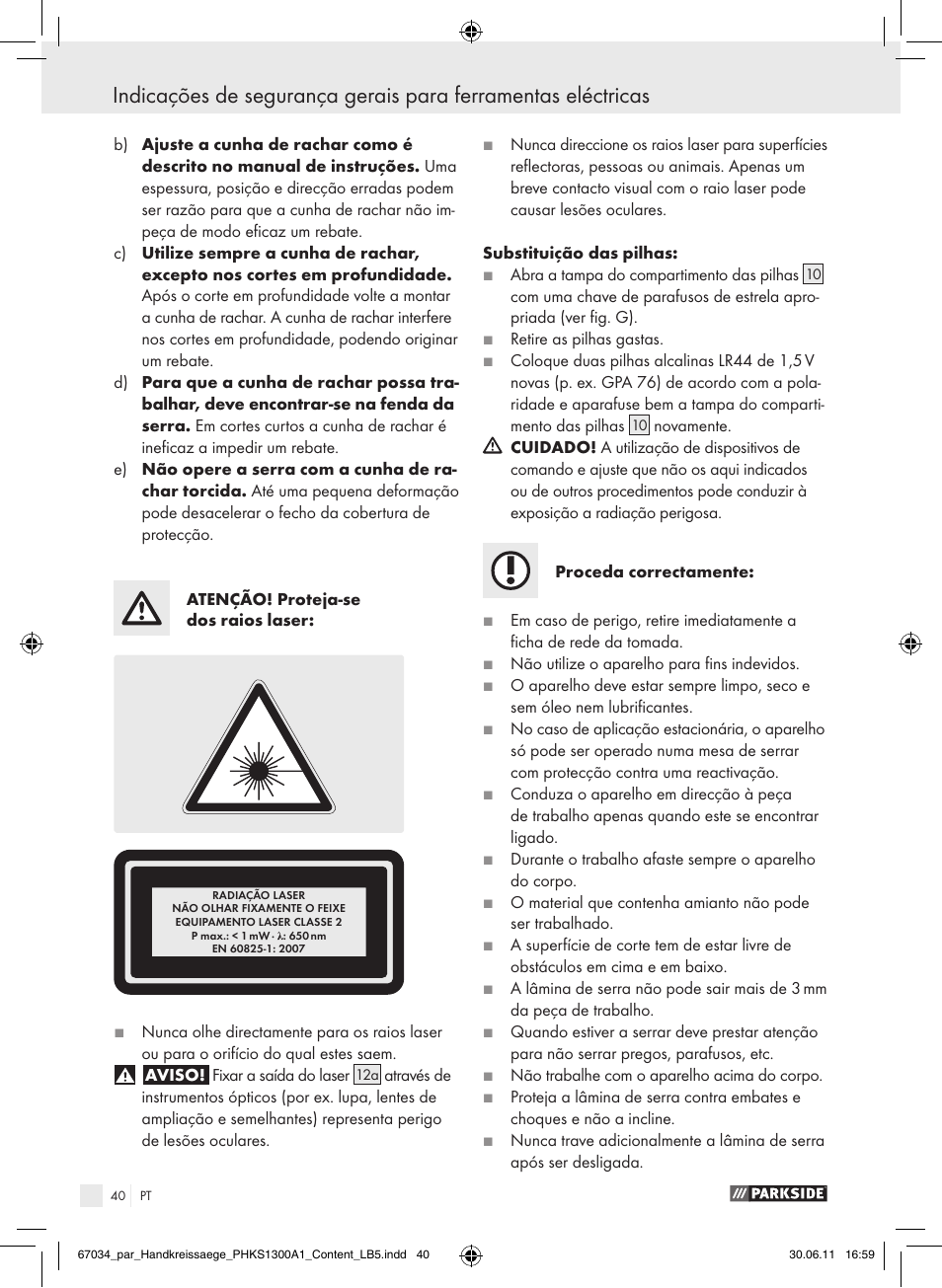 Parkside PHKS 1300 A1 User Manual | Page 42 / 75