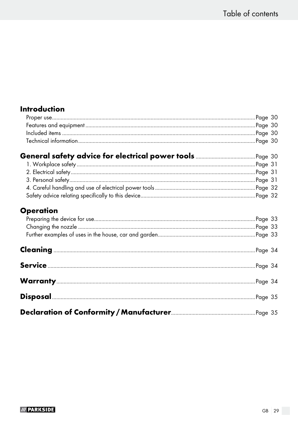 Parkside PHLG 2000 B1 User Manual | Page 29 / 36