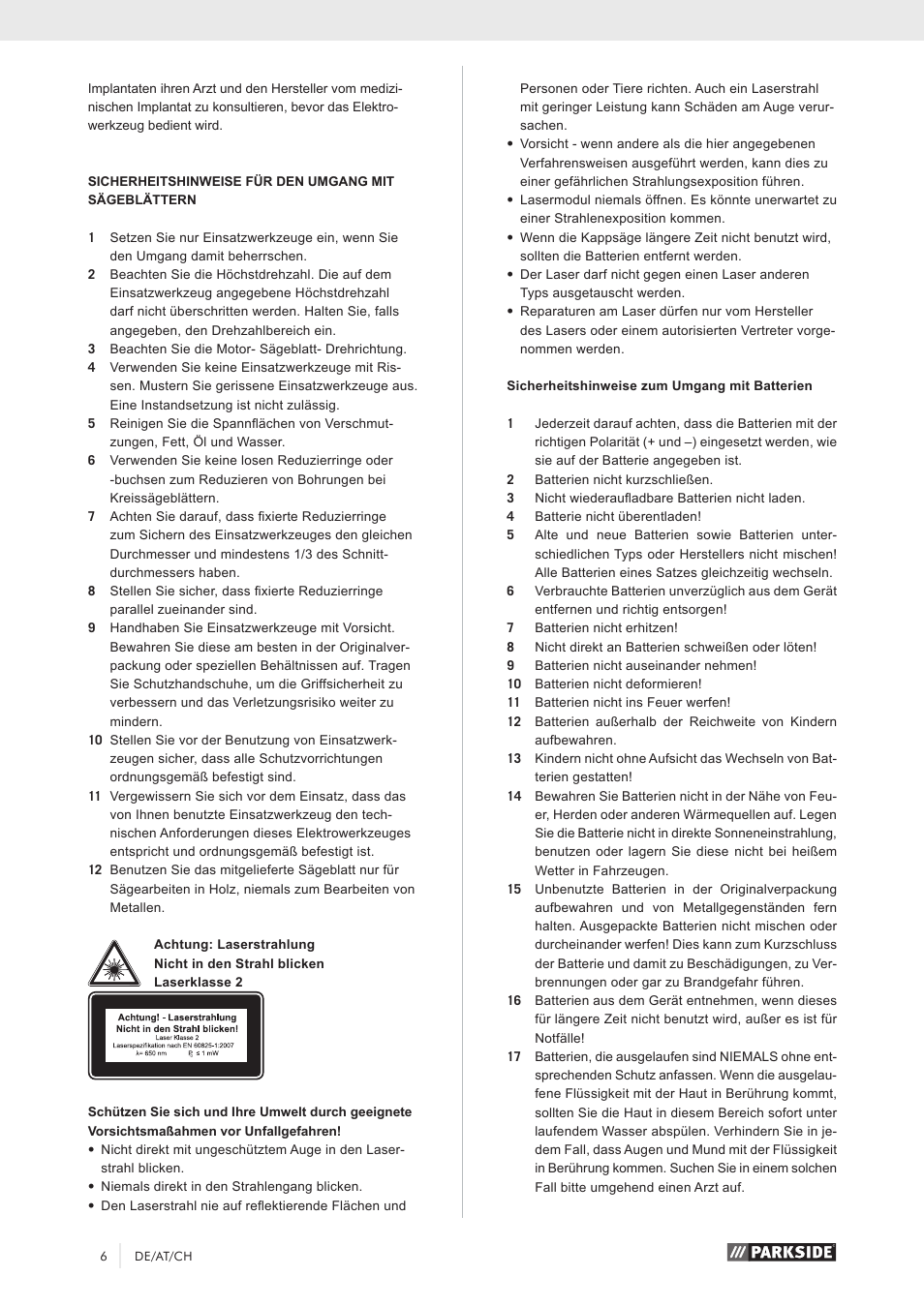 Parkside PKS 1500 A1 User Manual | Page 11 / 64