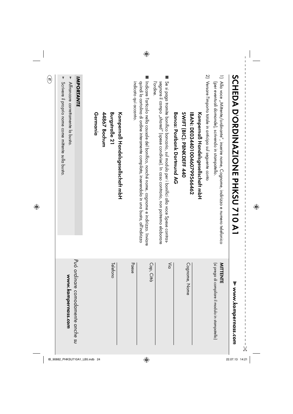 Sc hed a d 'ordinazione phk su 710 a1 | Parkside PHKSU 710 A1 User Manual | Page 27 / 64