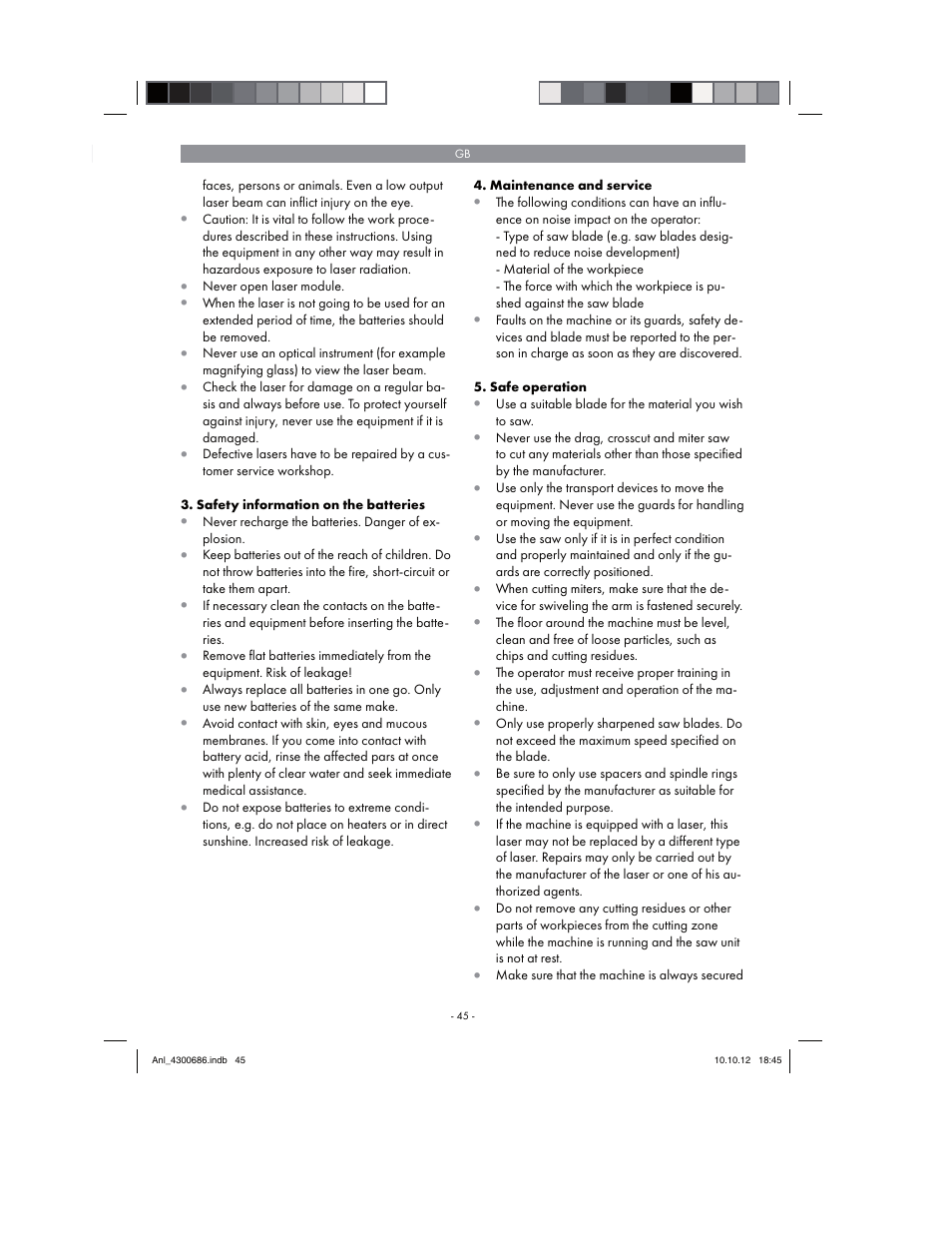 Parkside PKS 1700 B2 User Manual | Page 45 / 58