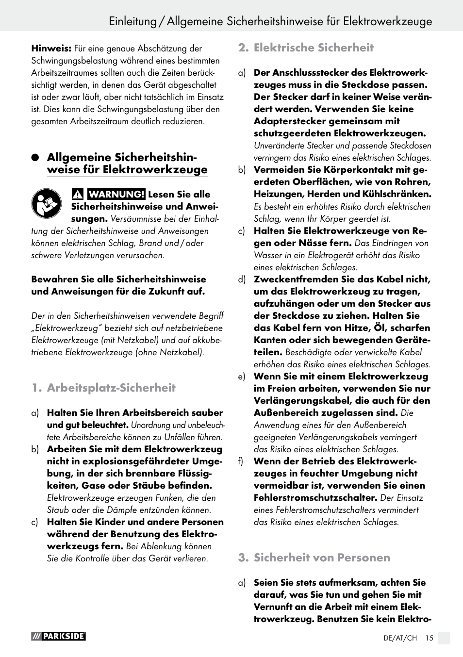 Einleitung | Parkside PHS 160 B2 User Manual | Page 15 / 29