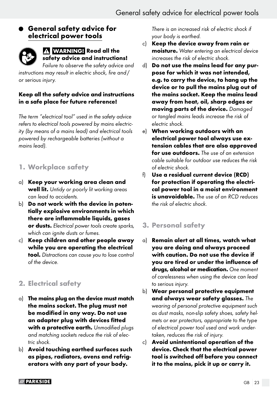 Parkside PHS 160 B2 User Manual | Page 23 / 29