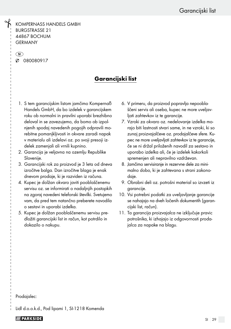 Izjava o skladnosti / izdelovalec garancijski list, Garancijski list | Parkside PHS 160 B2 User Manual | Page 29 / 55