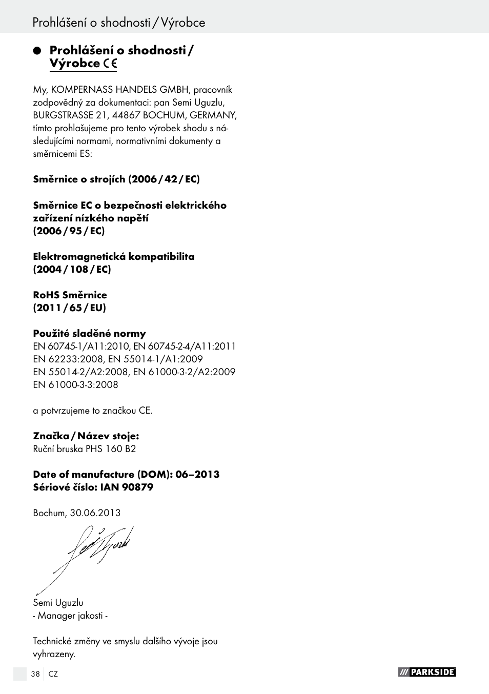 Parkside PHS 160 B2 User Manual | Page 38 / 55