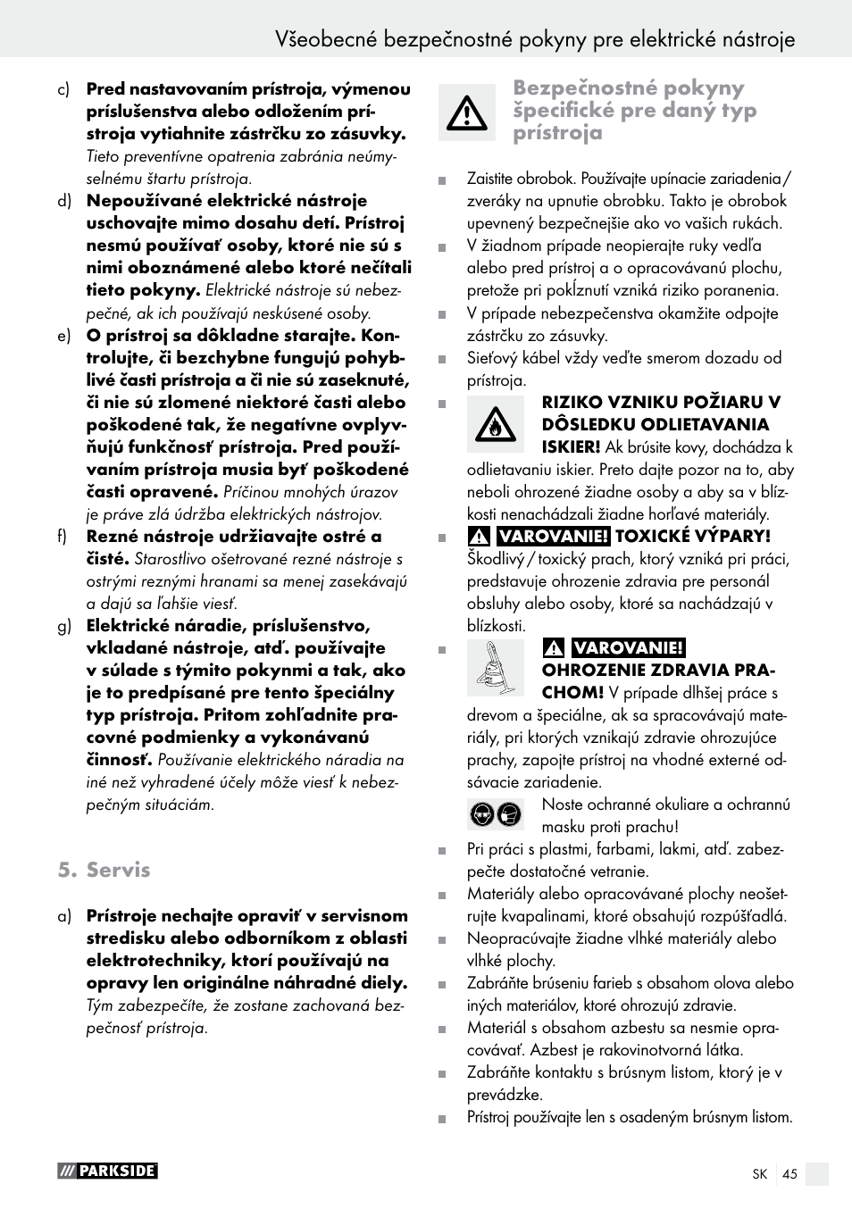 Servis | Parkside PHS 160 B2 User Manual | Page 45 / 58