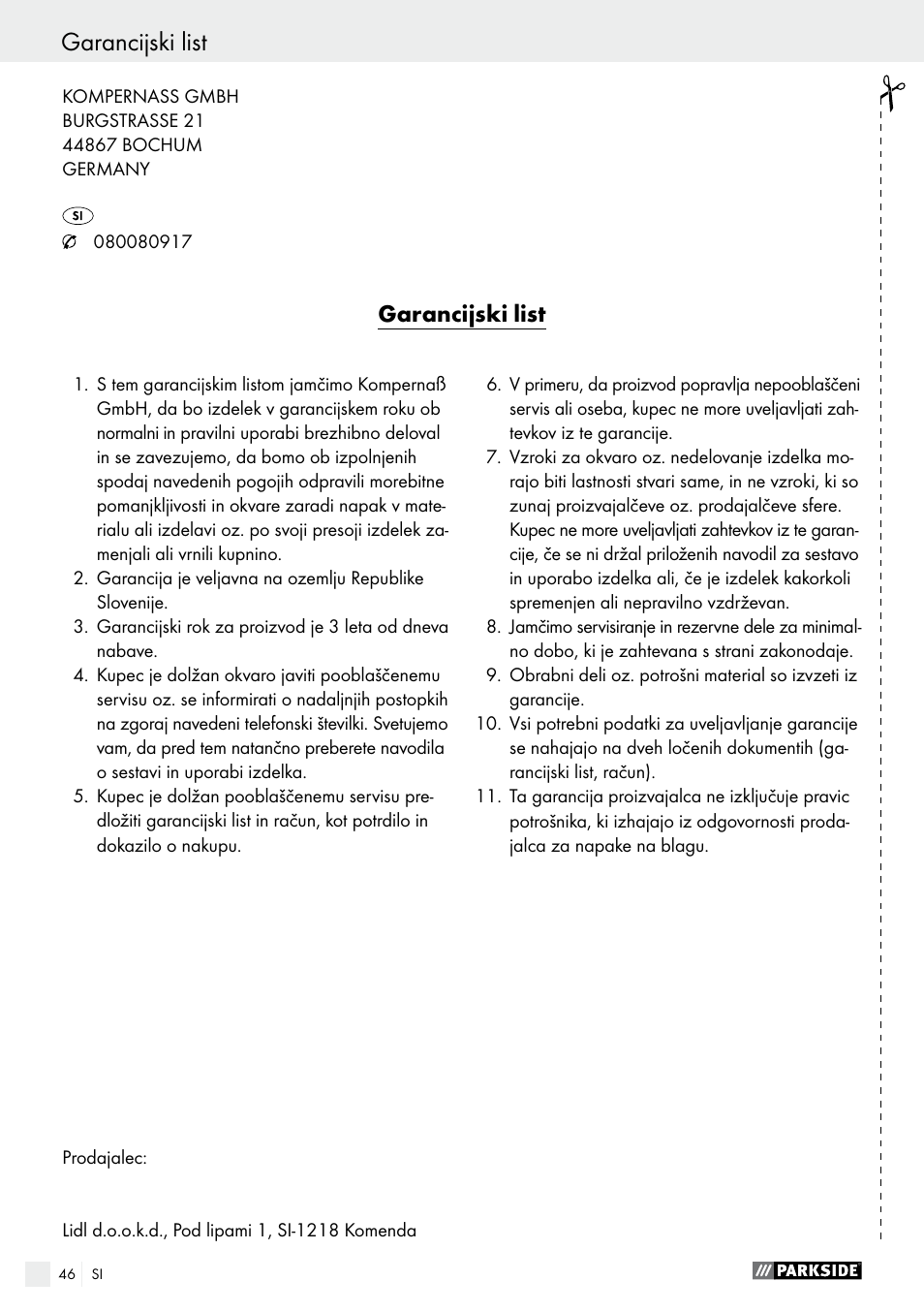 Parkside PWS 230 A1 User Manual | Page 46 / 89