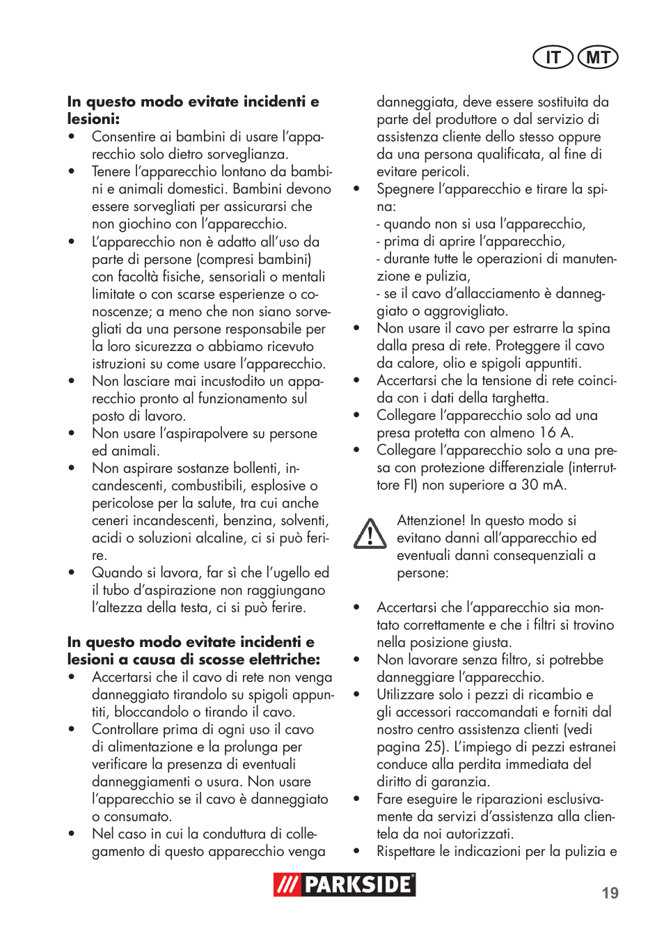 It mt | Parkside PNTS 1500 B2 User Manual | Page 19 / 64