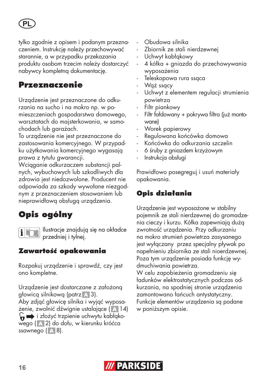 Przeznaczenie, Opis ogólny | Parkside PNTS 1400 D1 User Manual | Page 16 / 88