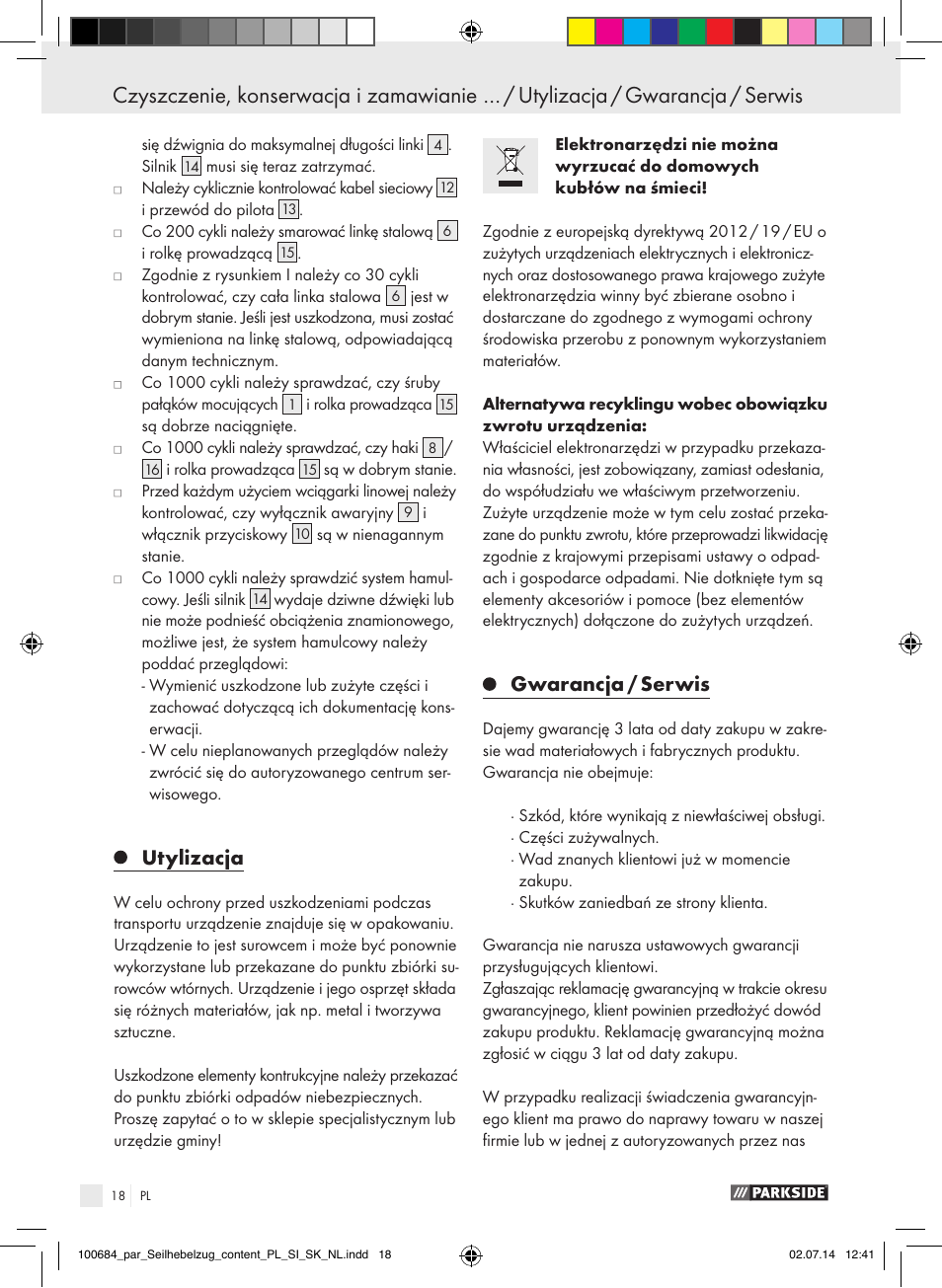 Gwarancja / serwis / deklaracja zgodności, Utylizacja, Gwarancja / serwis | Parkside PSZ 250 B2 User Manual | Page 18 / 53