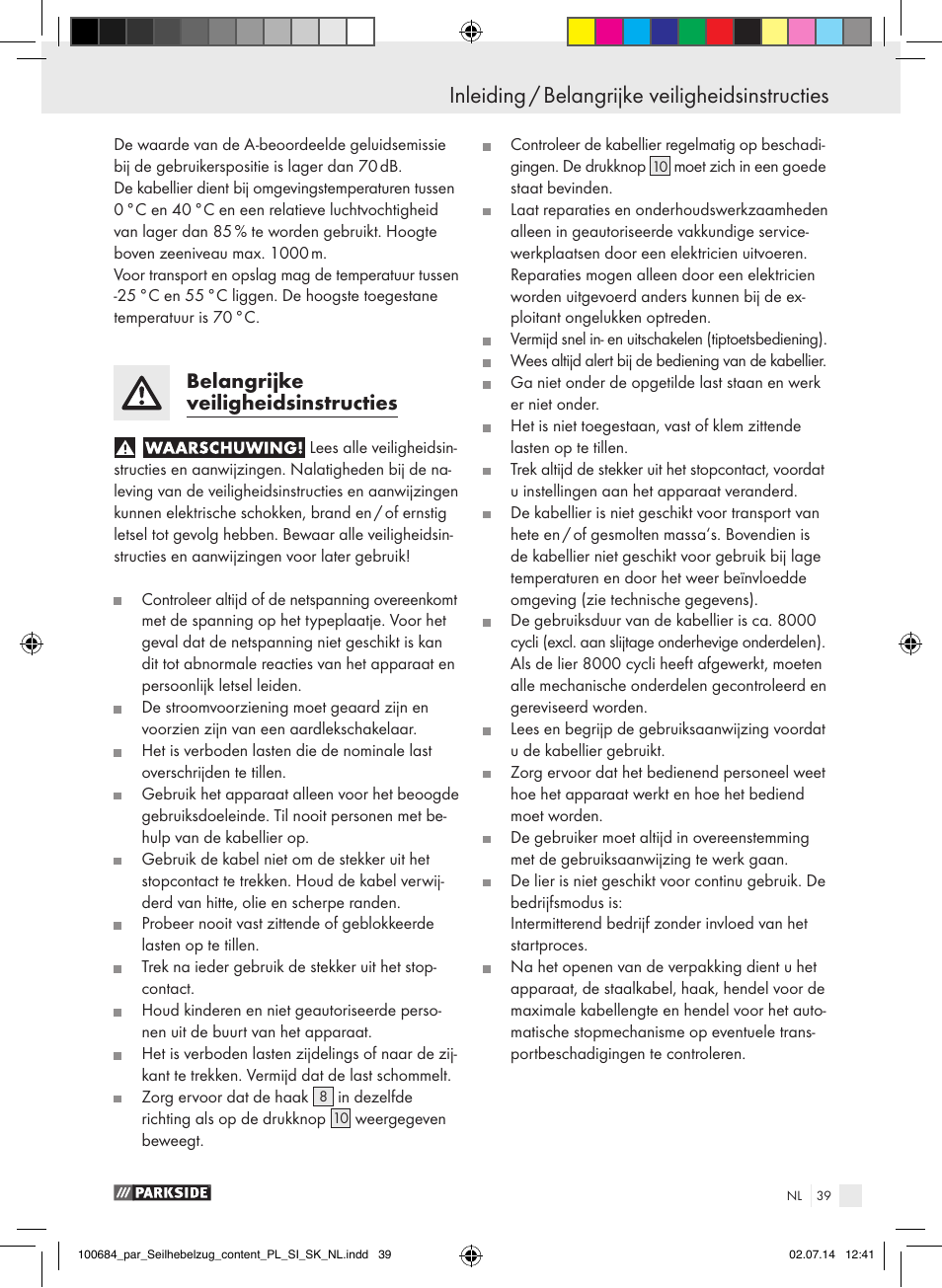 Belangrijke veiligheidsinstructies | Parkside PSZ 250 B2 User Manual | Page 39 / 53