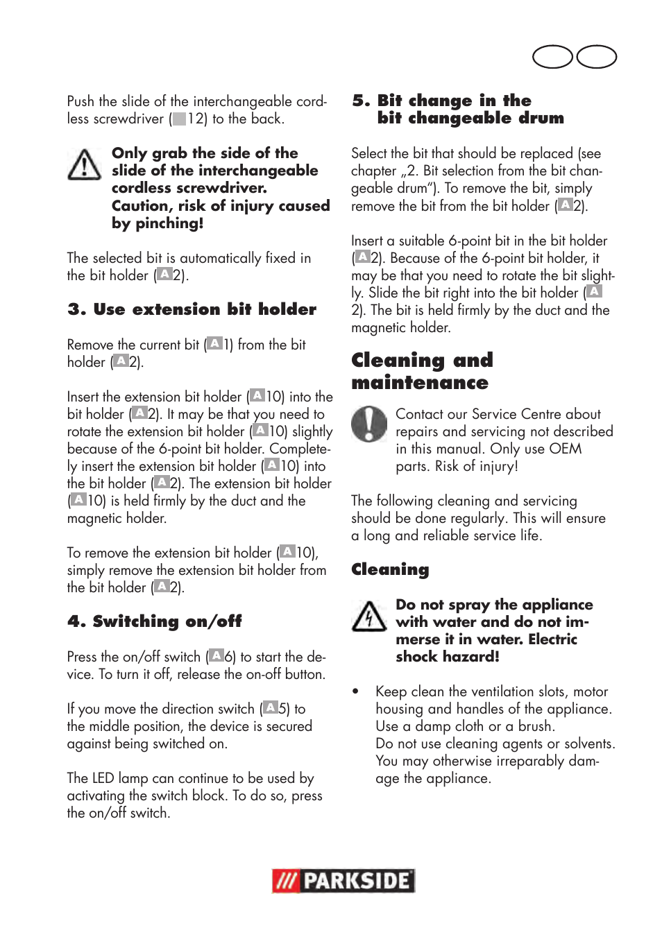 Cleaning and maintenance, Mt gb | Parkside PAWS 3.6 A1 User Manual | Page 49 / 76