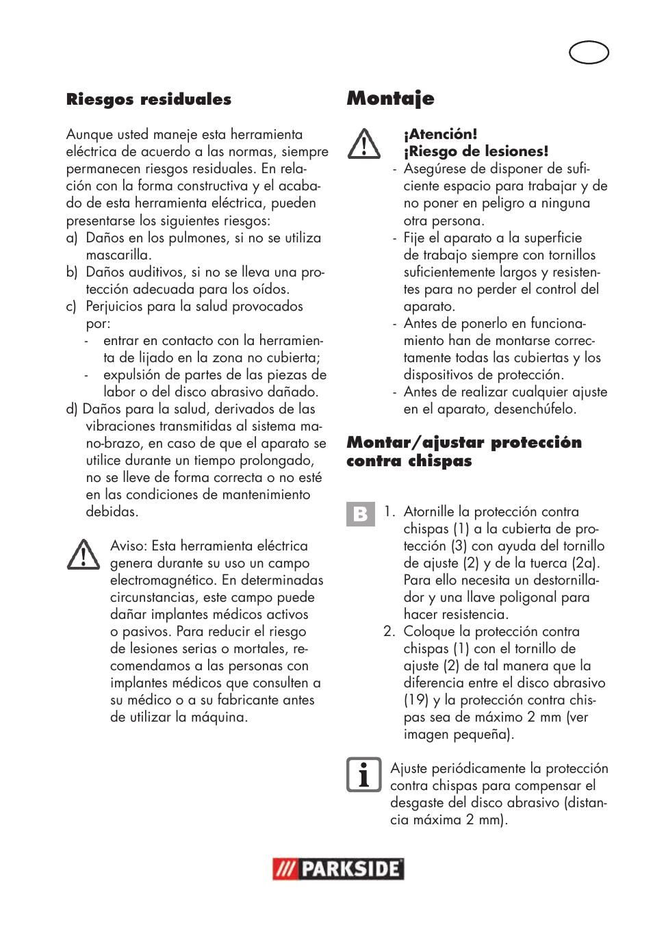 Montaje | Parkside PSBS 240 B2 User Manual | Page 11 / 88