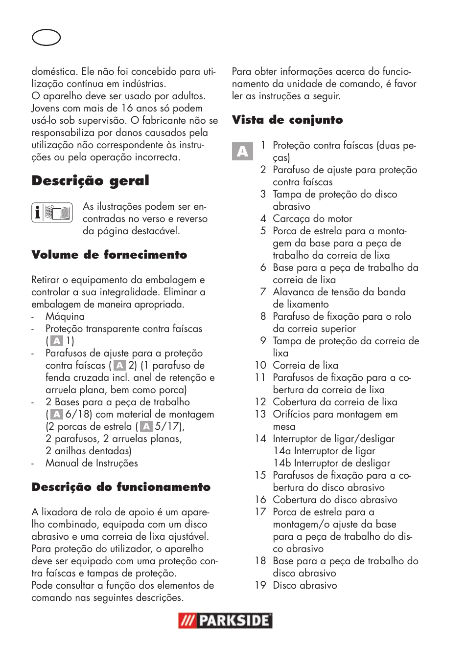 Descrição geral | Parkside PSBS 240 B2 User Manual | Page 36 / 88