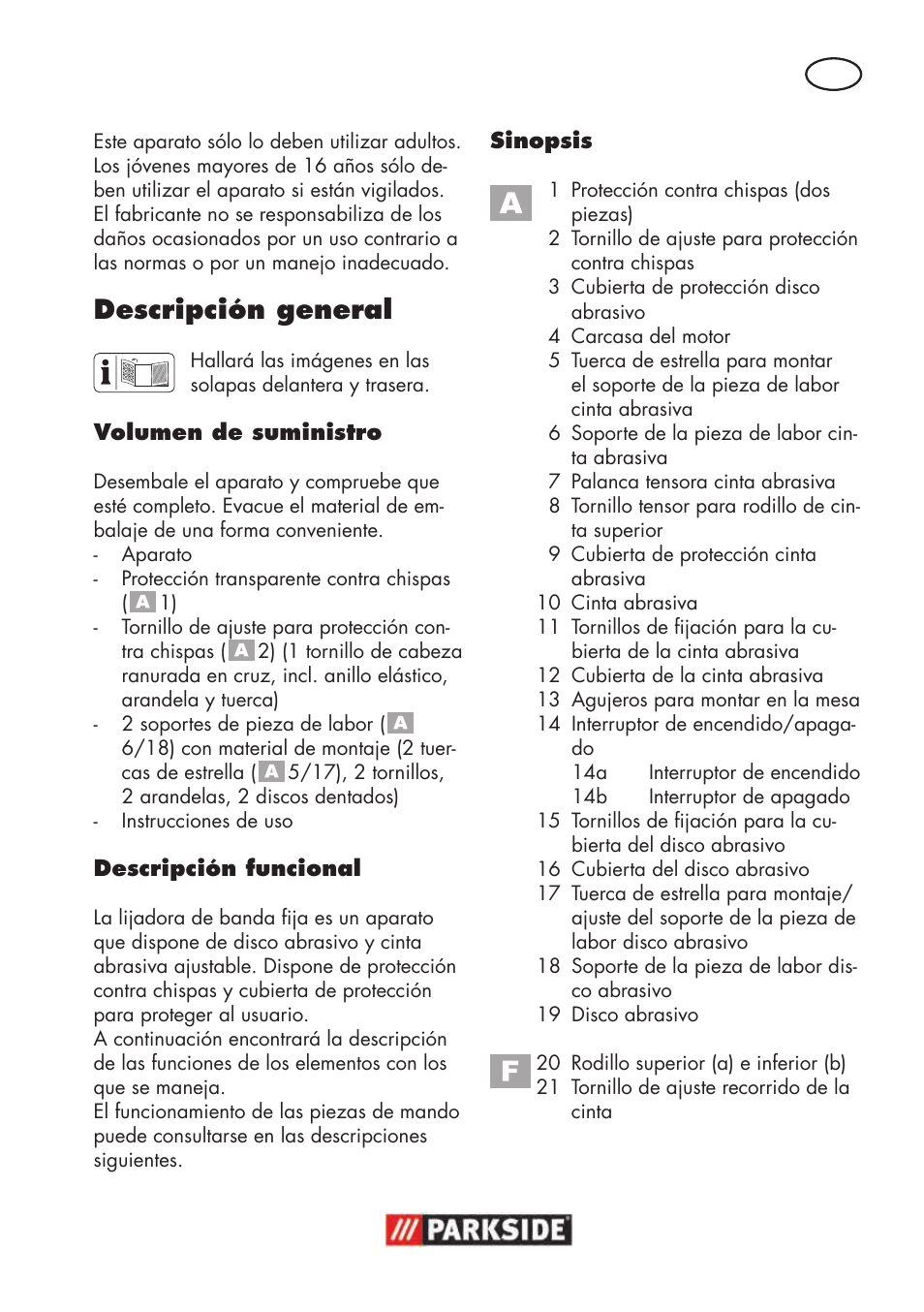 Descripción general | Parkside PSBS 240 B2 User Manual | Page 5 / 88