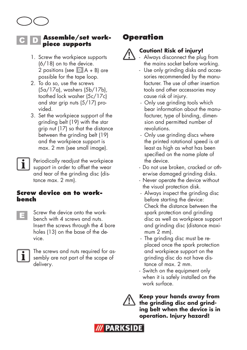 Operation, Gb mt | Parkside PSBS 240 B2 User Manual | Page 58 / 88