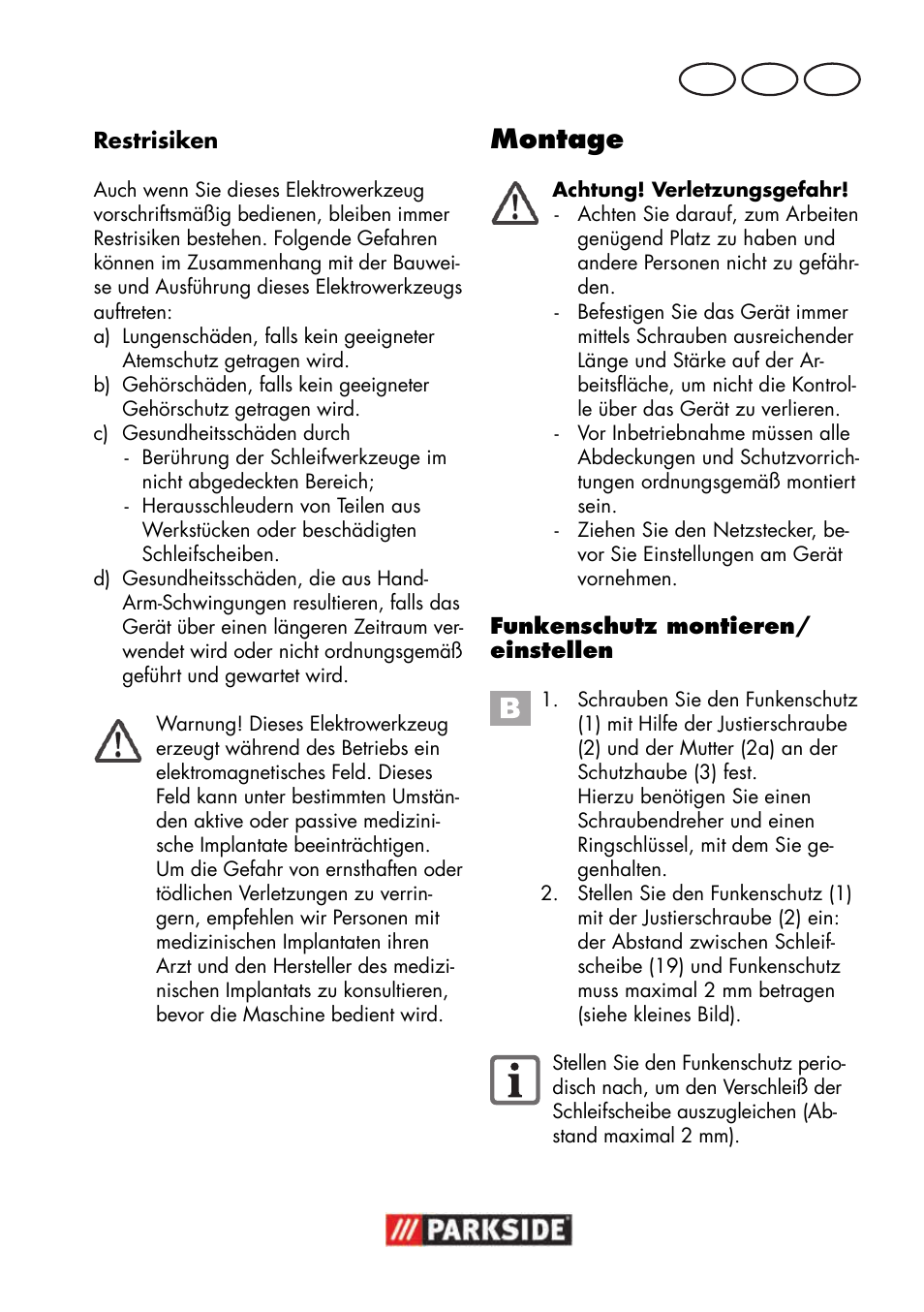 Montage, De at ch | Parkside PSBS 240 B2 User Manual | Page 73 / 88