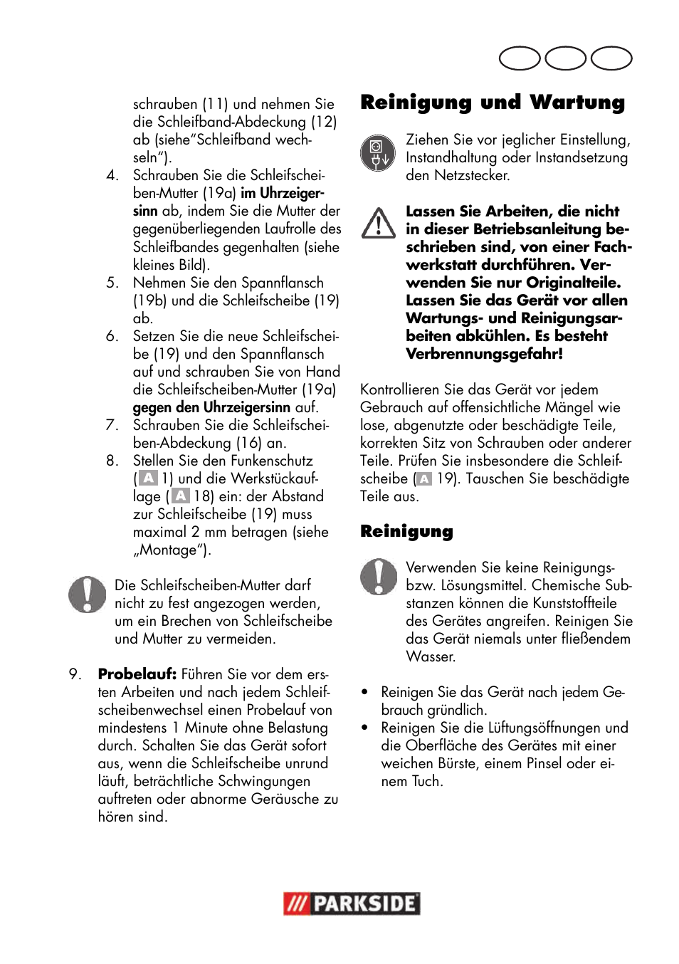 Reinigung und wartung, De at ch | Parkside PSBS 240 B2 User Manual | Page 77 / 88