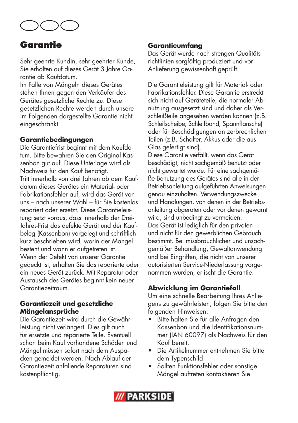 Garantie, De at ch | Parkside PSBS 240 B2 User Manual | Page 80 / 88