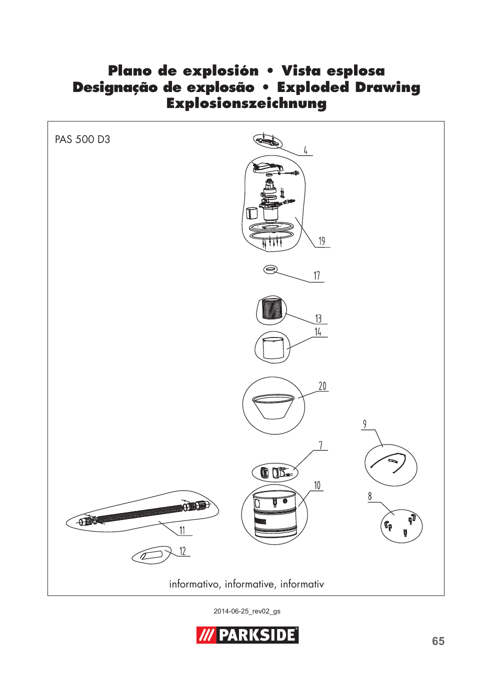 Parkside PAS 500 D3 User Manual | Page 65 / 66