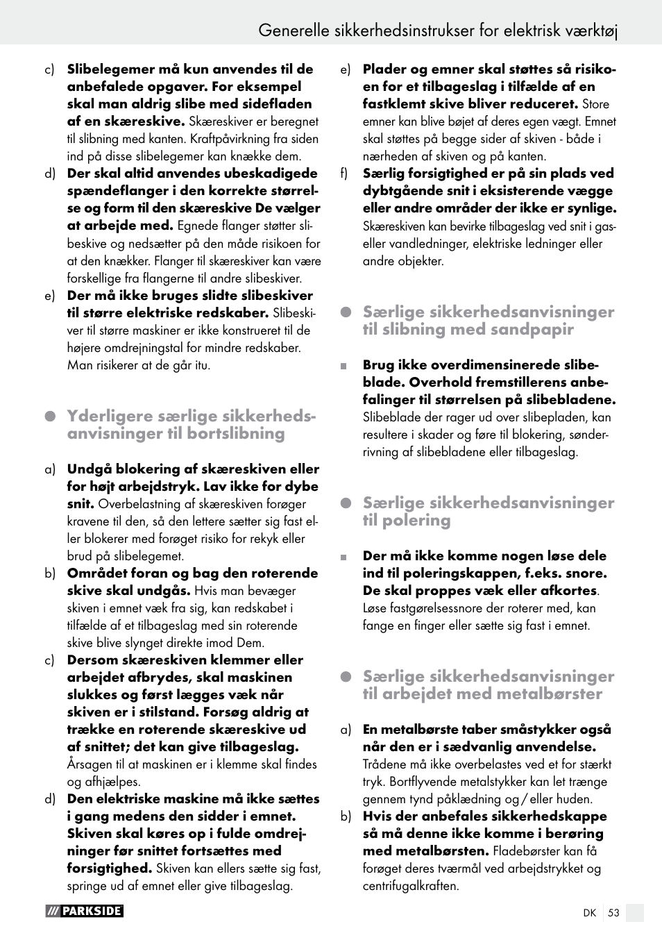 Parkside PWS 125 A1 User Manual | Page 53 / 108