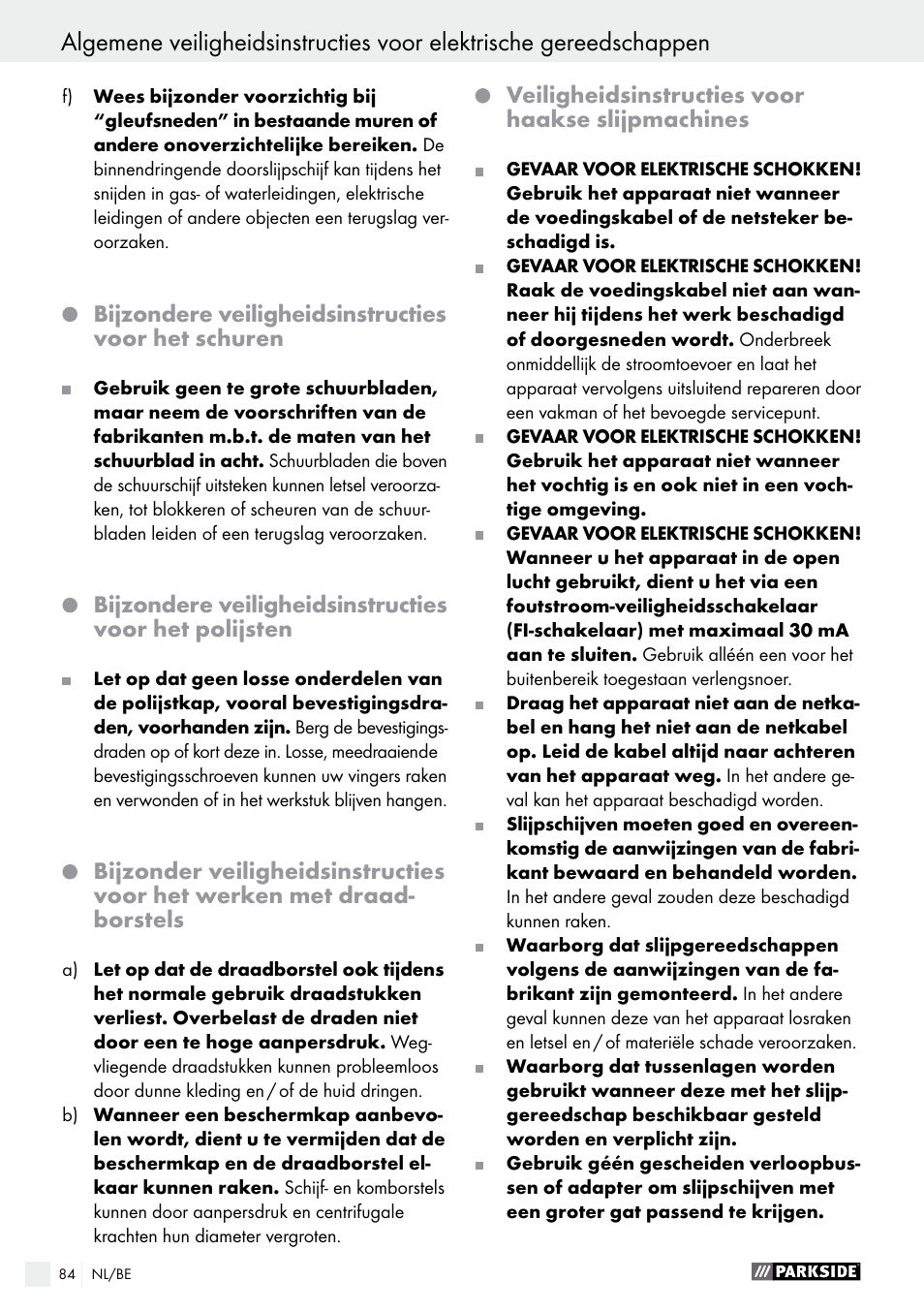 Parkside PWS 125 A1 User Manual | Page 84 / 108