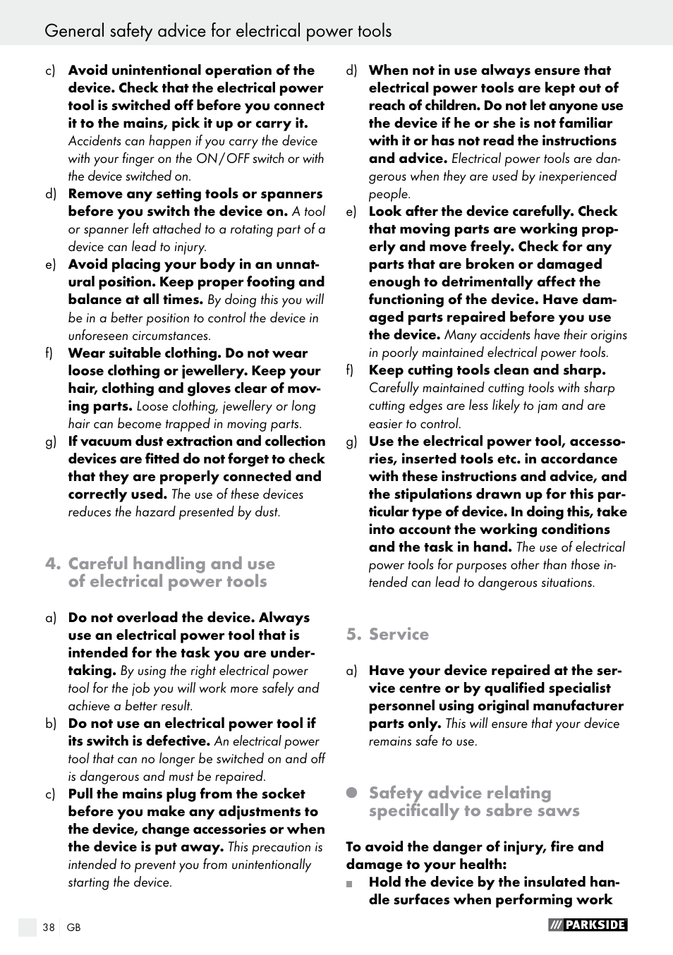 Parkside PFS 710 B1 User Manual | Page 38 / 43