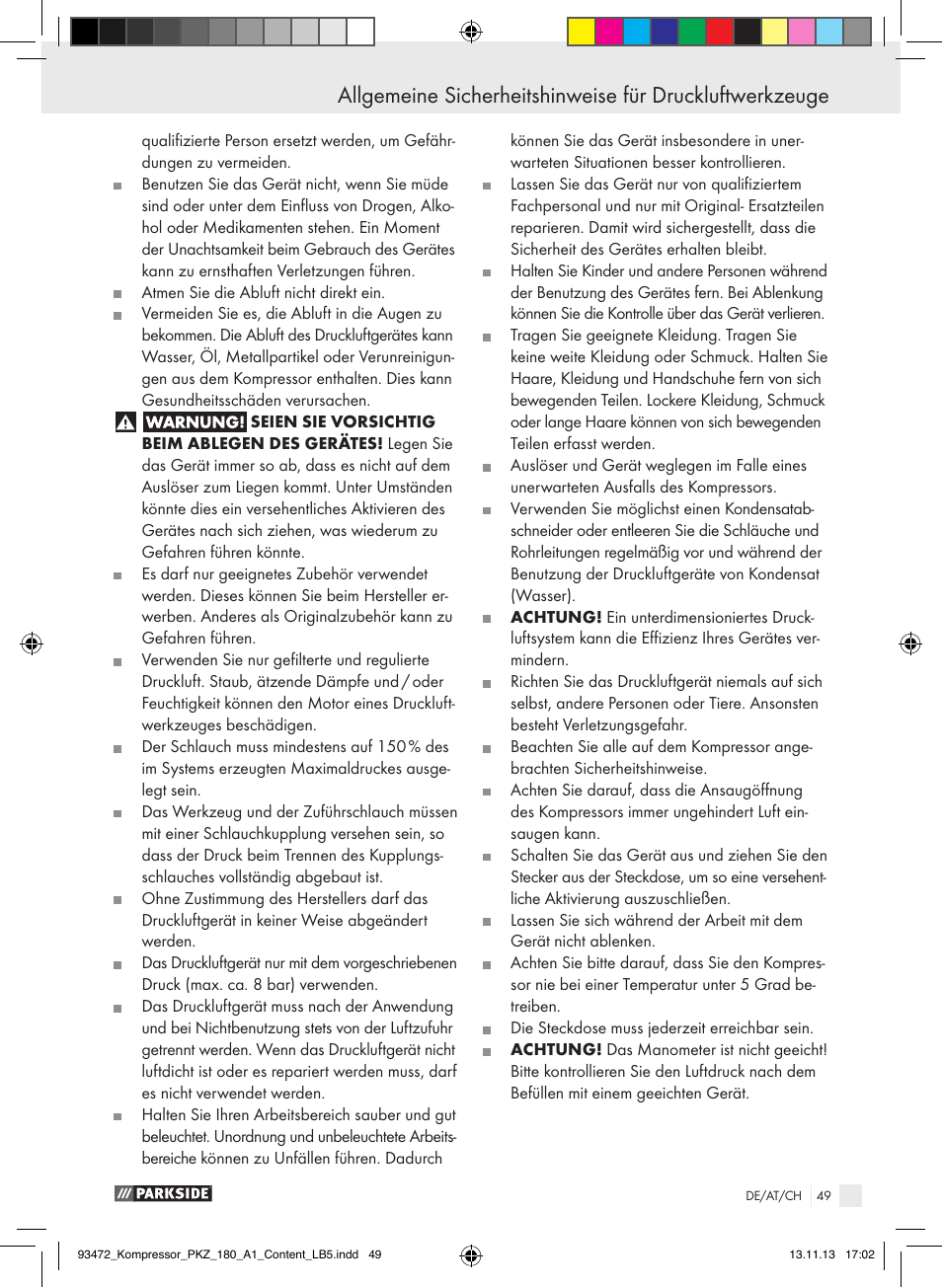 Parkside PKZ 180 A1 User Manual | Page 49 / 55